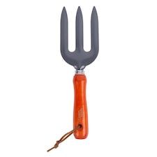 Green Blade Heavy Duty Wooden Handle Hand Fork - Red
