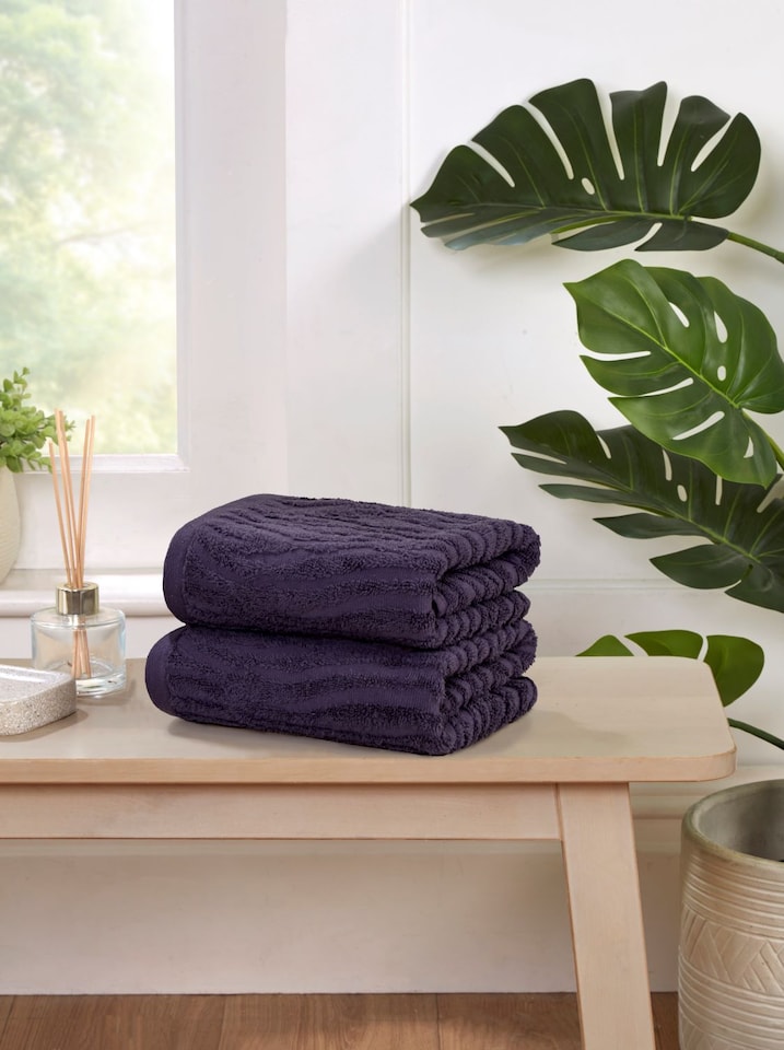 image 1 of Safari Pure Cotton Bath Sheet Towels Set Of 2 | Purple | Bath sheet | 2