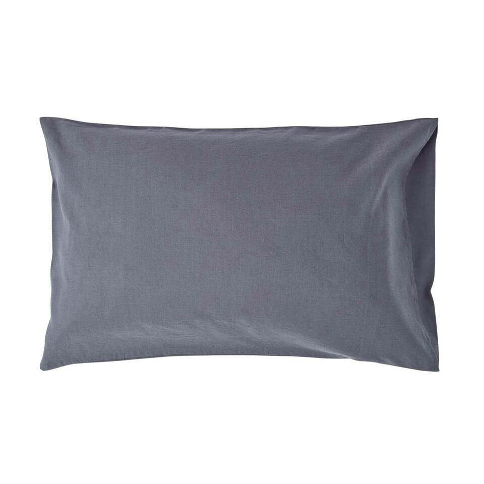 image 1 of Homescapes Dark Grey Linen Housewife Pillowcase - King Size | Grey | King