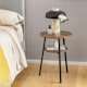 image 3 of COSTWAY Round Side Table Wooden 2-Tier Sofa End Table Brown
