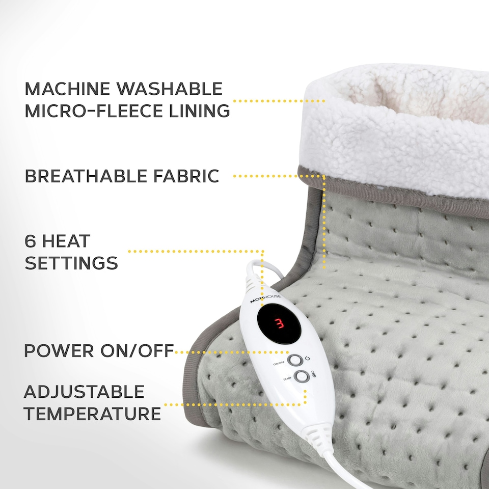 image 1 of MONHOUSE Electric Foot Warmer - Cold Feet Warmers for Home Use - Soft and Breathable Heating Pad - Relaxing Comfort Heat Therapy - Heated Foot Mat - Grey