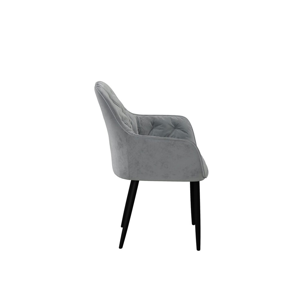 image 1 of Set Of 2 Anika Modern Velvet Dining Chair Padded Seat Metal Legs (Grey)