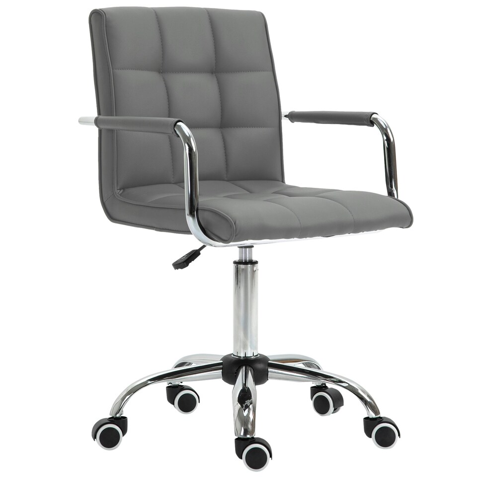 image 1 of Vinsetto Mid Back Office Chair, Swivel Computer Chair with Armrests, Grey