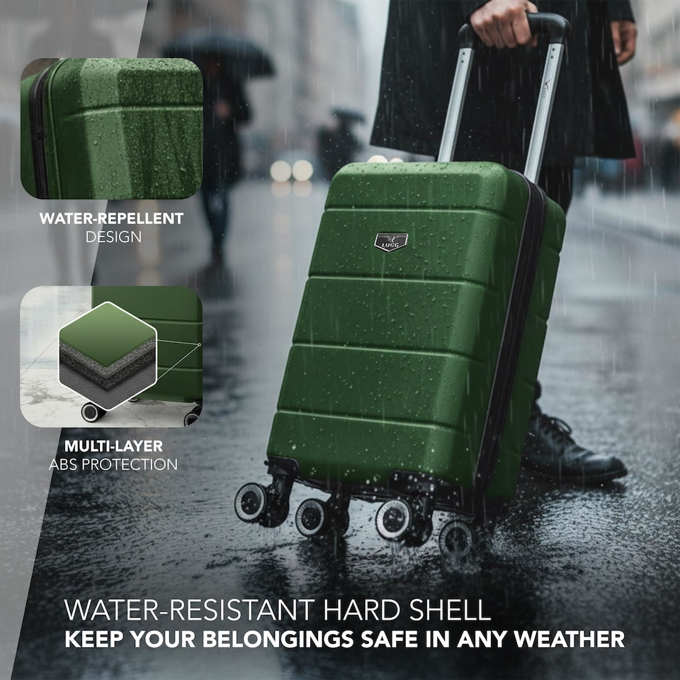 image 1 of Lugg Jetset Lightweight ABS Hard Shell Cabin Suitcase with 4 Spinner Wheels (40x30x20cm)