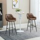 image 2 of HOMCOM Bar Stools Set of 2 Retro Bar Chairs with Backs Footrests Brown