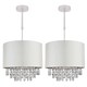 image 1 of First Choice Lighting Set of 2 300mm Cream Faux Silk Ceiling Adjustable Flush Shade with Chrome Inner and Clear Droplets Chrome | Cream
