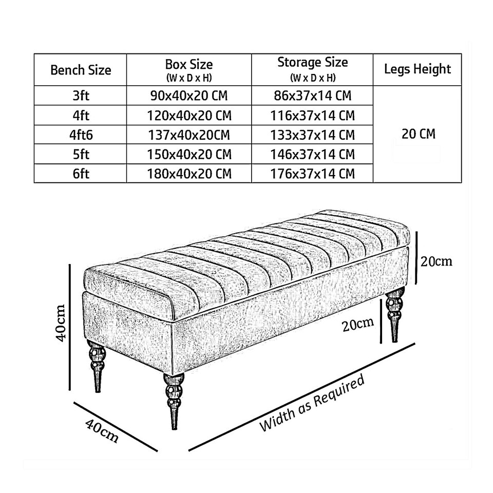 image 1 of 137cm Sierra Striped Ottoman Storage Bench with Black Turned Wooden Legs - Duck Egg Plush Velvet Upholstered Shoes Bench
