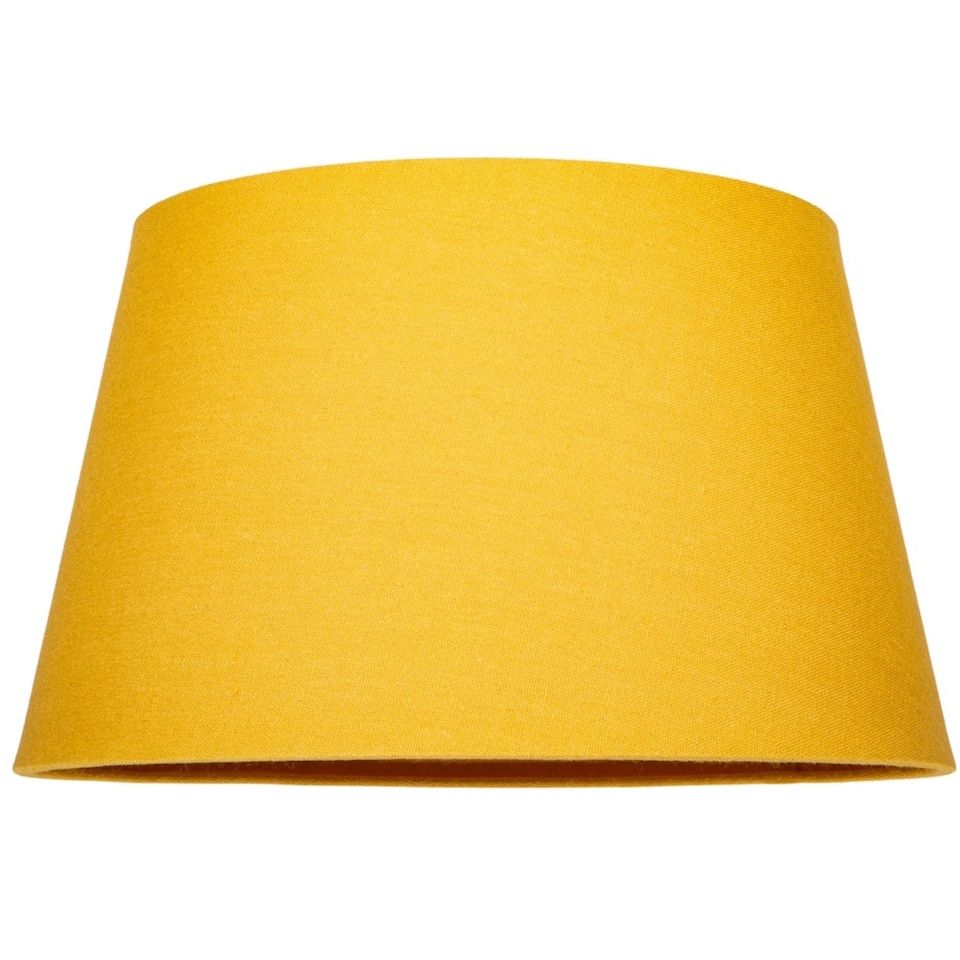 image 1 of Traditional 14 Inch Ochre Mustard Linen Drum Table-Pendant Lampshade 60w Maximum | Yellow