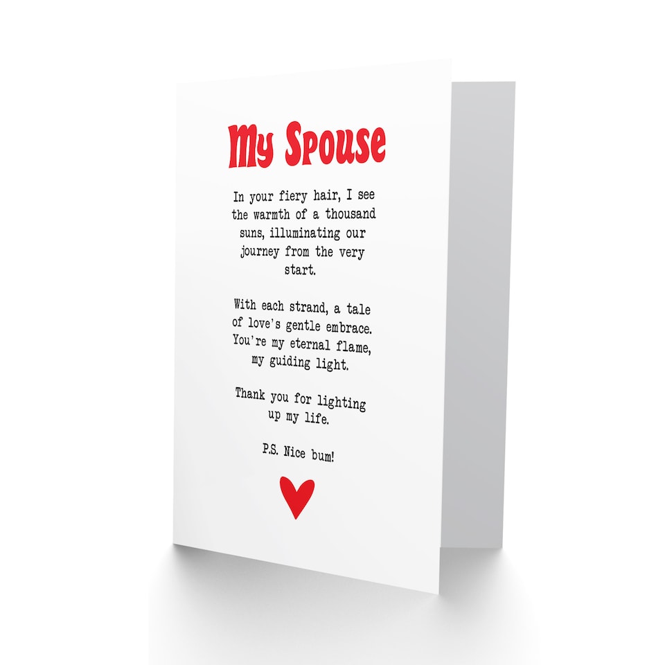 image 1 of Greeting Card Love Poem Ginger Spouse Romantic Funny Anniversary