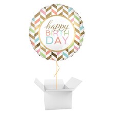 Pastel Happy Birthday Confetti Fun Foil Helium Giant Balloon - Inflated Balloon in a Box