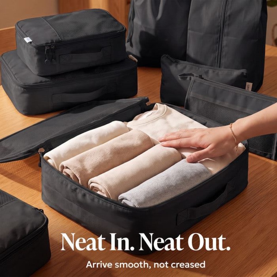 image 1 of Lugg Compression Packing Cubes 8 Piece Travel Suitcase Organiser Set