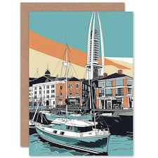 Portsmouth Historic Dockyard UK Naval Base Travel Modern Greeting Card