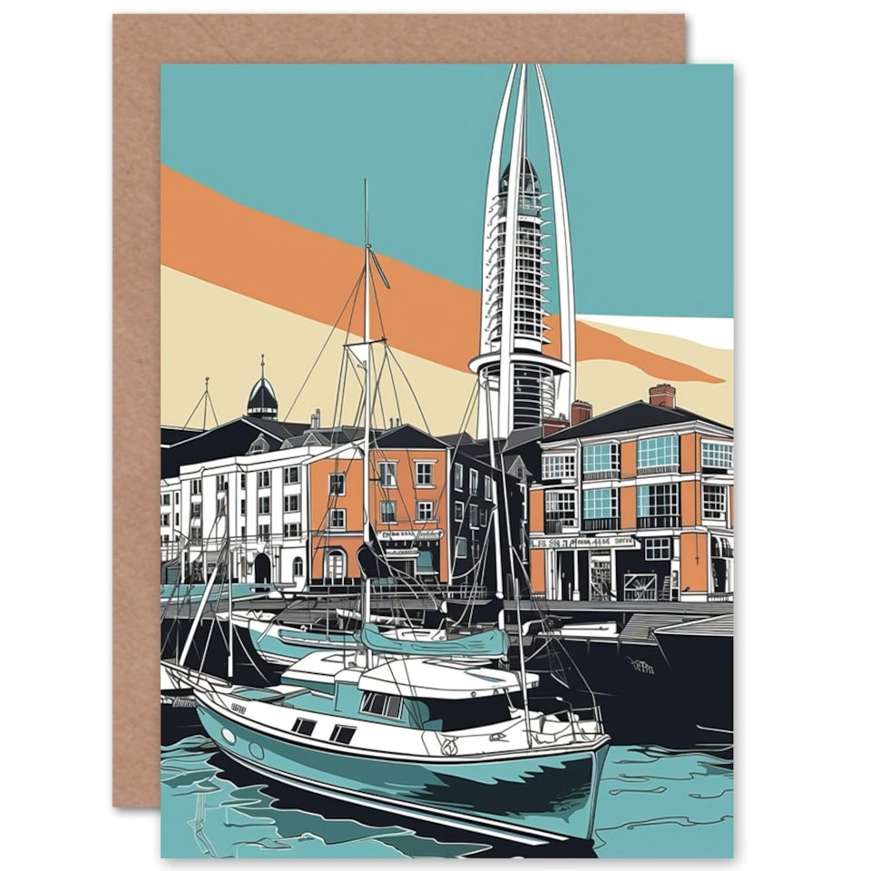 image 1 of Portsmouth Historic Dockyard UK Naval Base Travel Modern Greeting Card