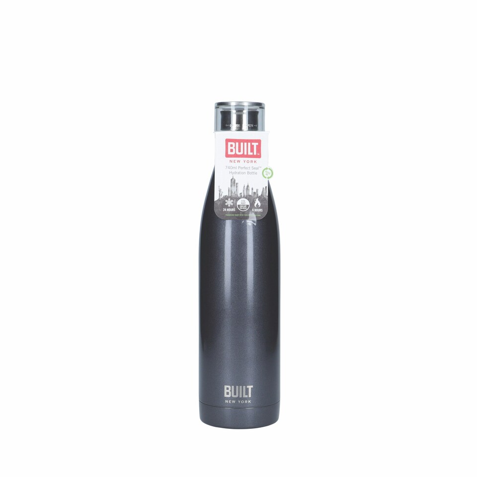image 1 of BUILT Double Walled 740ml Water Bottle and 590ml Double Walled Travel Mug Set - Charcoal Grey | ONE SIZE