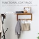 image 3 of HOMCOM Wall Mounted Coat Clothes Hat Hanger 4 Hooks Rack Stand with Rail & Storage Shelf for Hallway Entryway Bedroom Bathroom