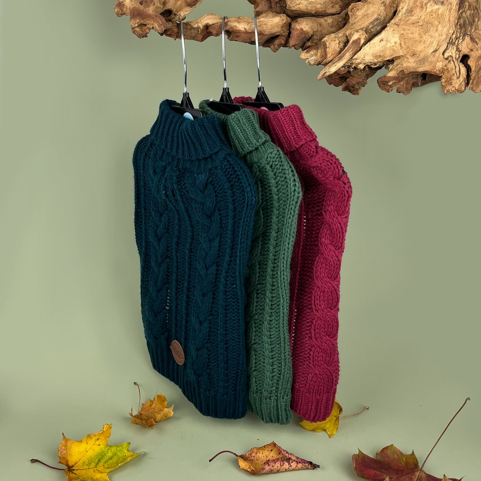 image 1 of HugglePets Legacy Cable Knit Dog Jumper Blue | L