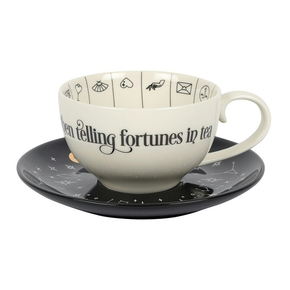 image 1 of Something Different Fortune Telling Ceramic Tea Cup - White/Black - One Size