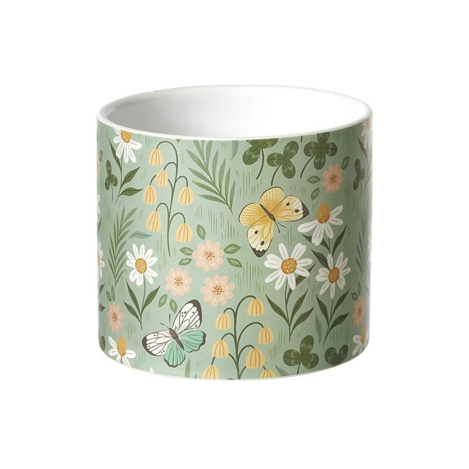 Indoor Ceramic Plant Pot - Spring Floral Print Pattern