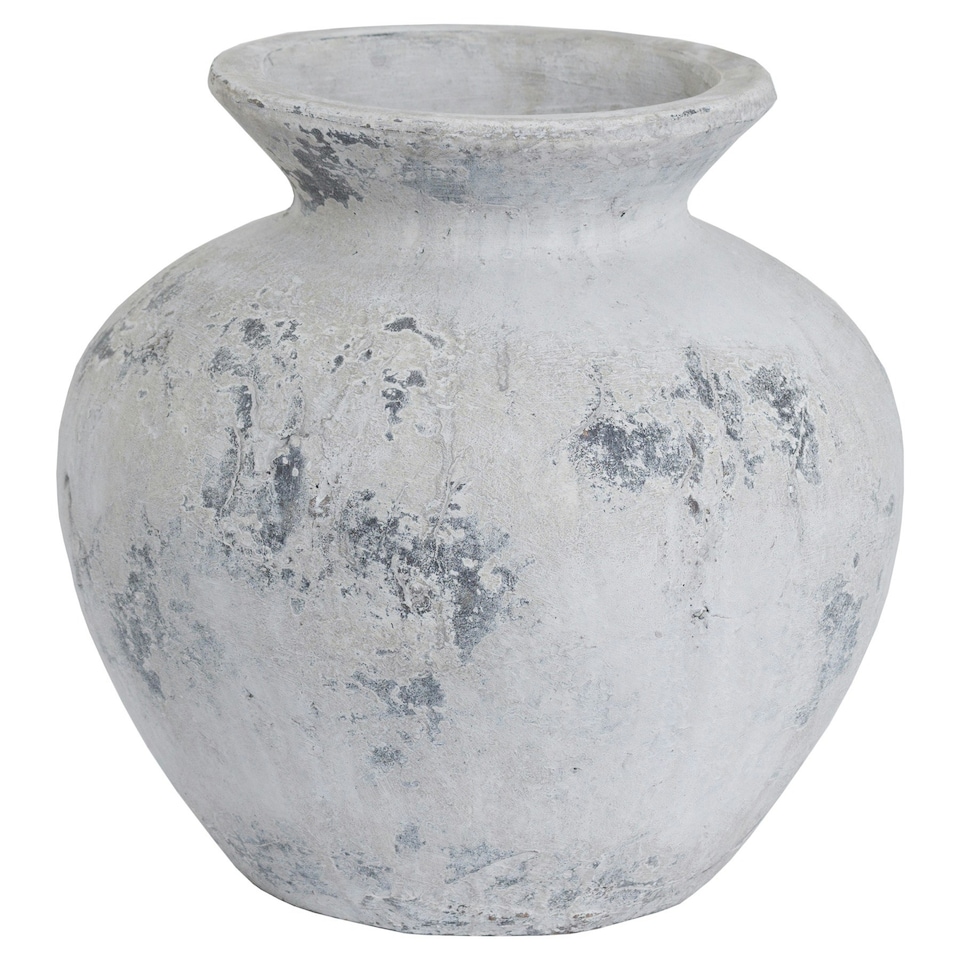 Hill Interiors Darcy Antique Ceramic Vase - Stone - 30 x 31 x 31cm