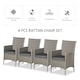 image 3 of Outsunny 4 Pieces Outdoor PE Rattan Dining Chairs Set with Cushion, Garden Armchair with Armrests, High Backrest, Metal Frame Patio Wicker Furniture, Grey