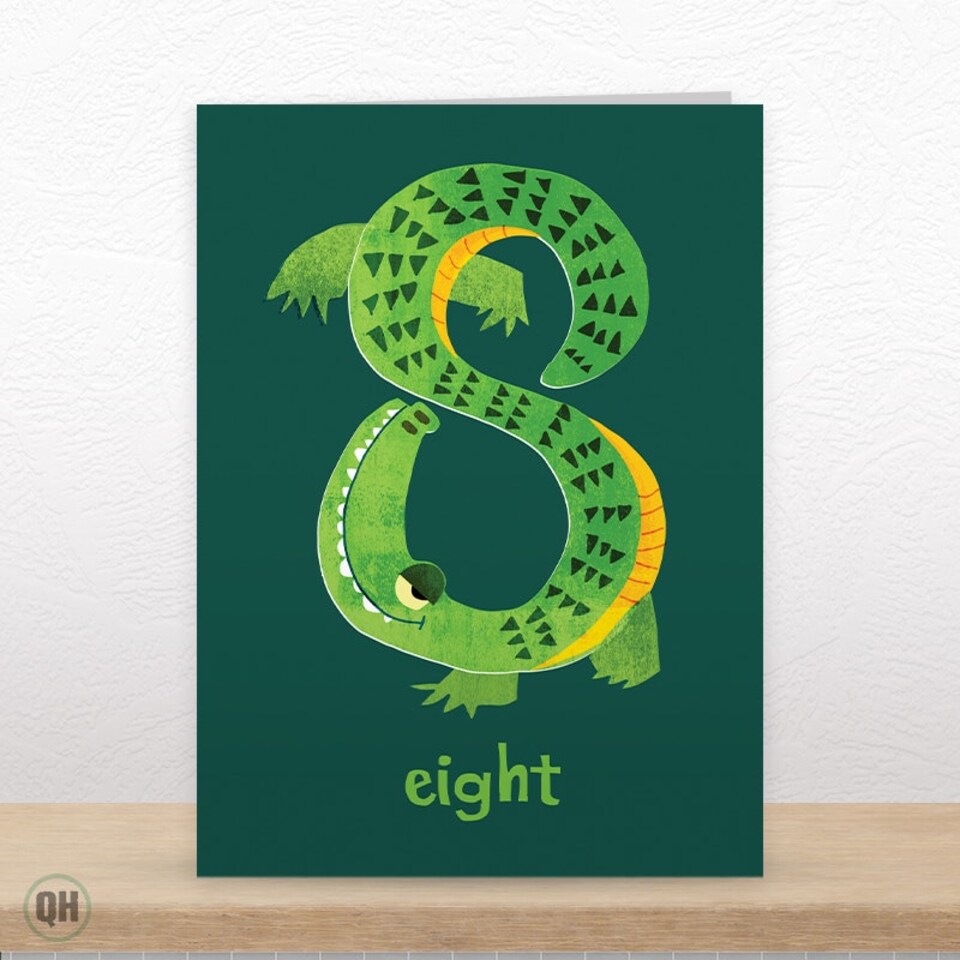 image 1 of 8th Birthday Crocodile Card - Cute Art Card By Paul Delaney