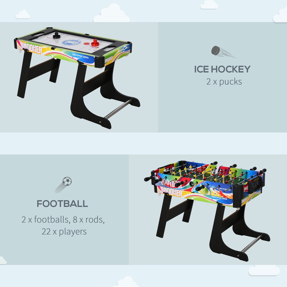 image 1 of HOMCOM Folding Multi Gaming Table 4 in 1 Hockey, Football Table, Table Tennis, Billiards For Play Fun