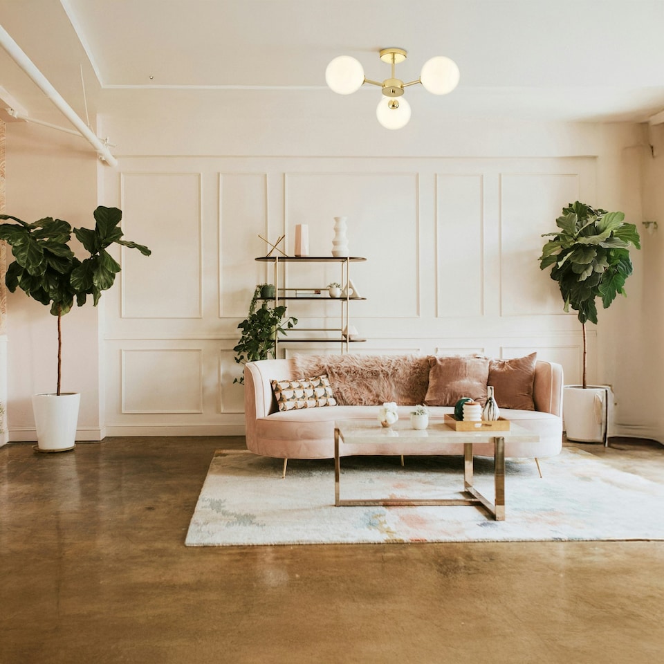 image 1 of Contemporary Chic Polished Gold Ceiling Light with Opal White Globe Glass Shades