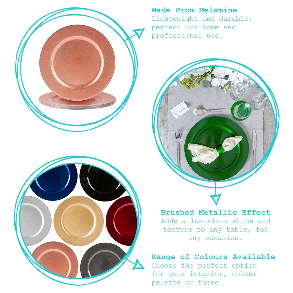 image 1 of Argon Tableware 18 Piece Metallic Charger Plates Set - Rose Gold