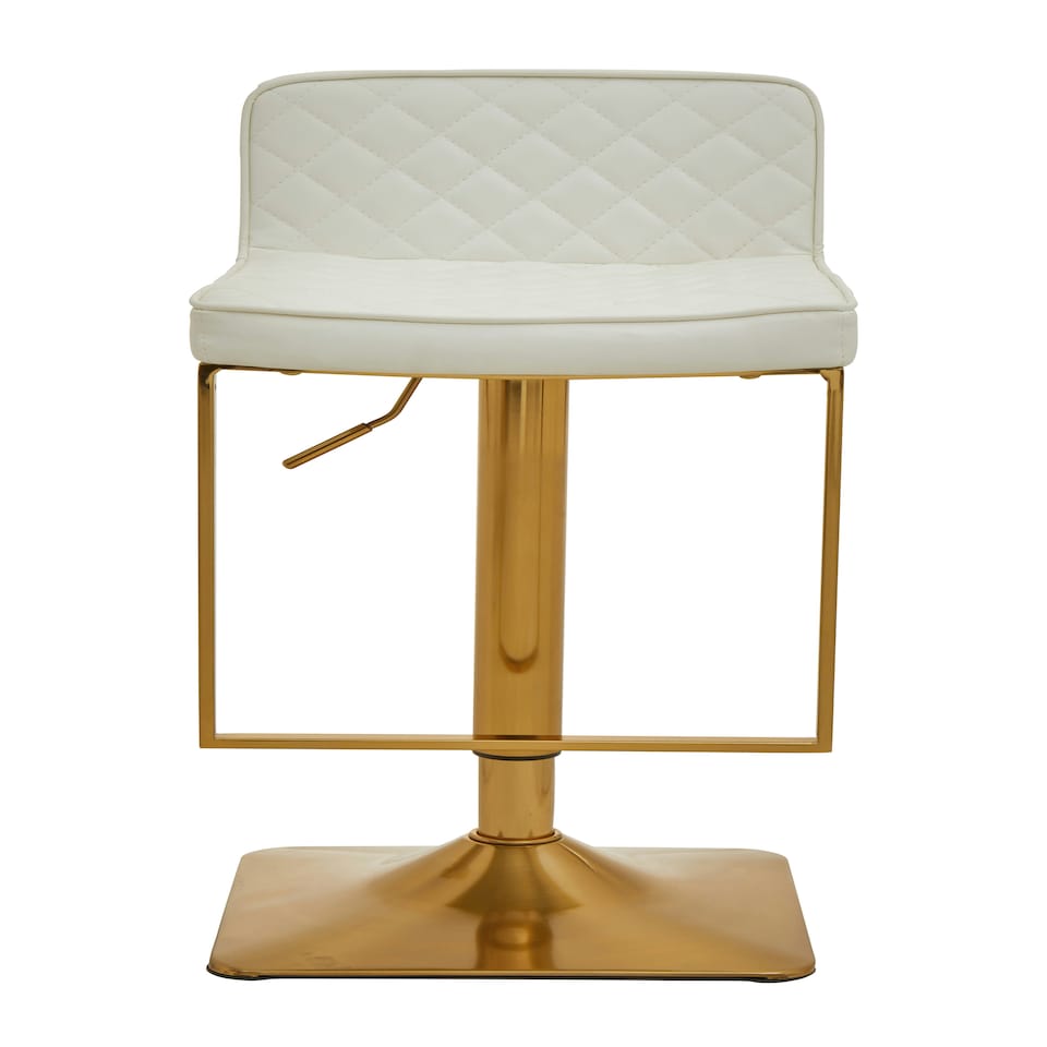 image 1 of Interiors by Premier Baina White And Gold Bar Stool With Square Base