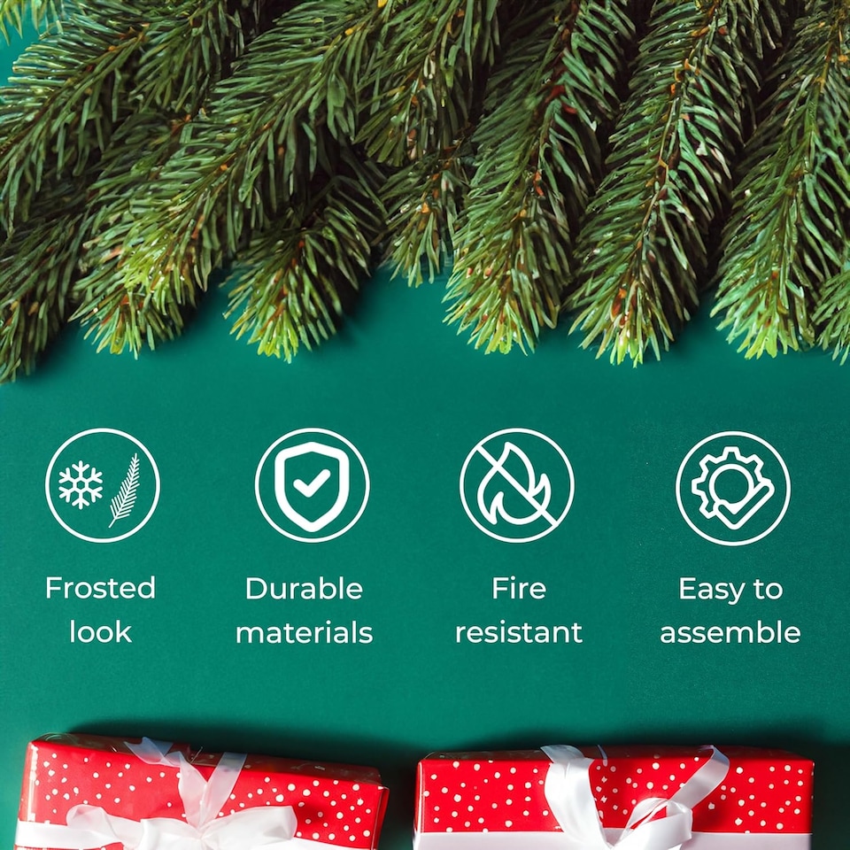 image 1 of 7ft Neo Scandinavian Tips Spruce Fir Artificial Christmas Tree Xmas Realistic Branches Green Natural Branches with Solid Metal Legs (Green) | Green