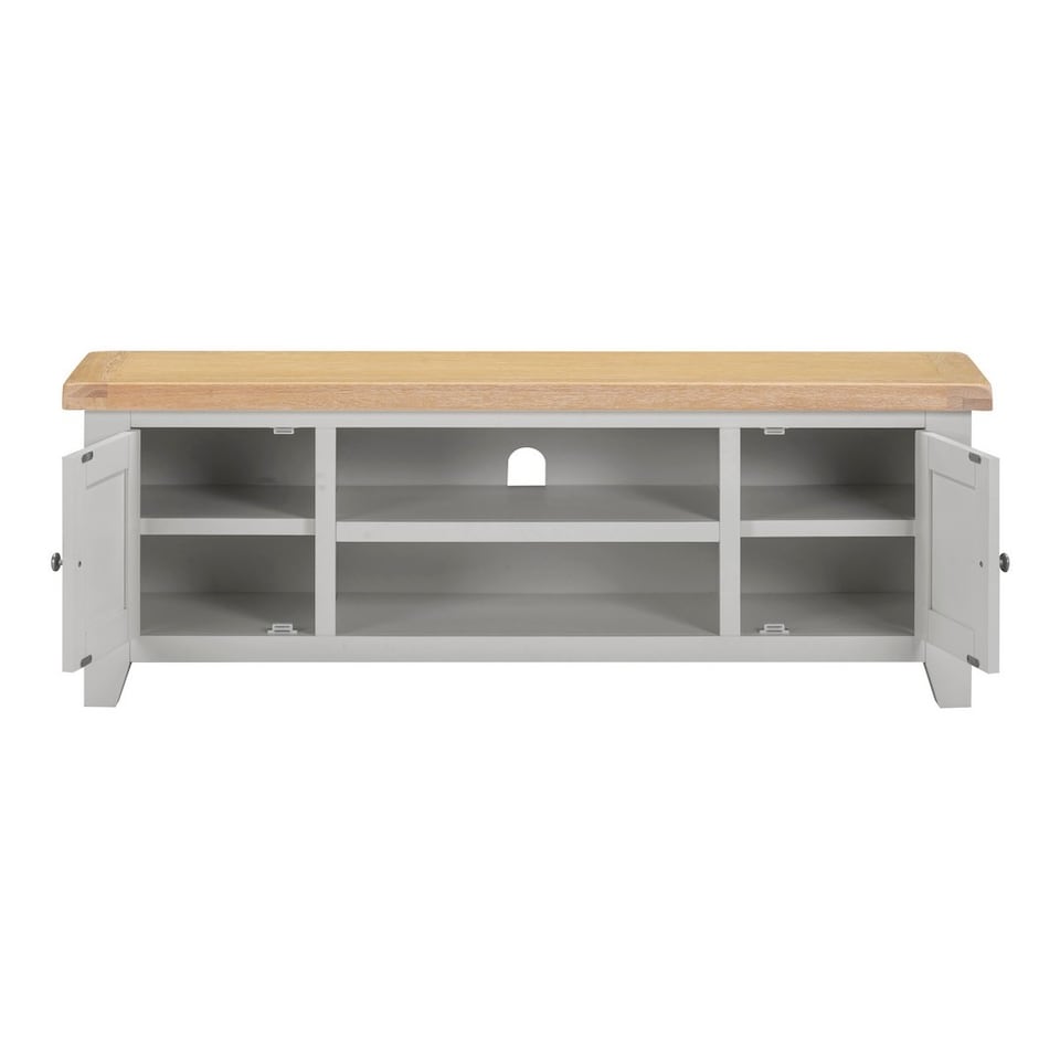 image 1 of Windsor Straight TV Unit - L37 x W140 x H50.5 cm - Pebble Grey/Oak