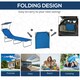 image 3 of Outsunny Folding Sun Lounger Set of 2 w/ Sunshade Adjustable Backrest Blue