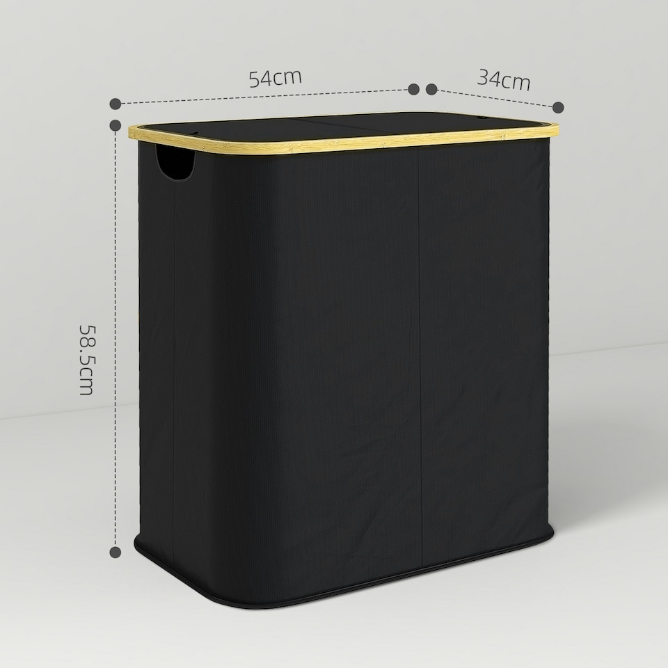 image 1 of HOMCOM 80L Collapsible Laundry Hamper, Washing Basket for Bathroom, Black