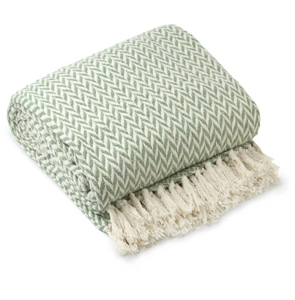 image 1 of Chevron Collection Recycled Cotton Throw in Pistachio (50" x 60")