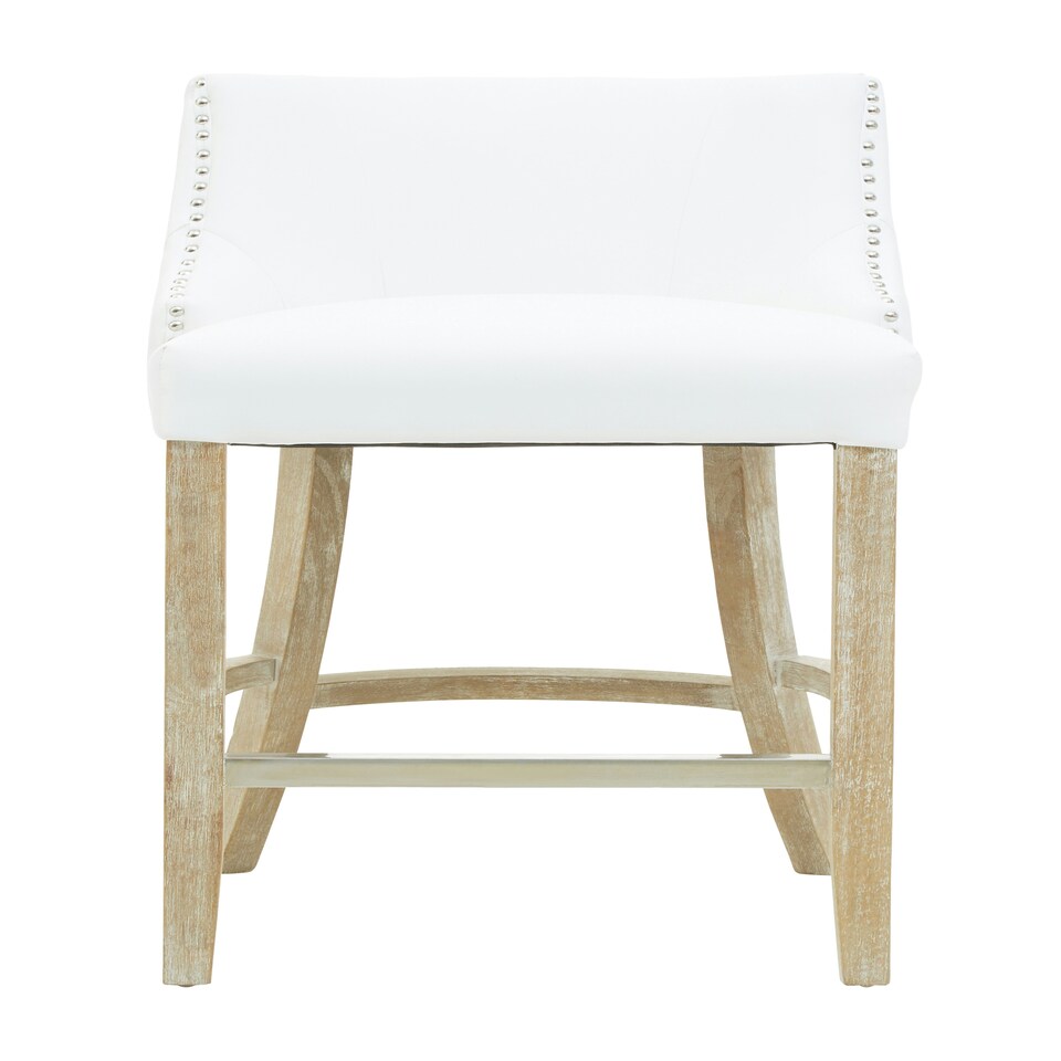 image 1 of Interiors by Premier White Bar Stool with Back, Velvet Seat Breakfast Bar Chair, Kitchen Stool with Footrest, Chair for Bar, Home