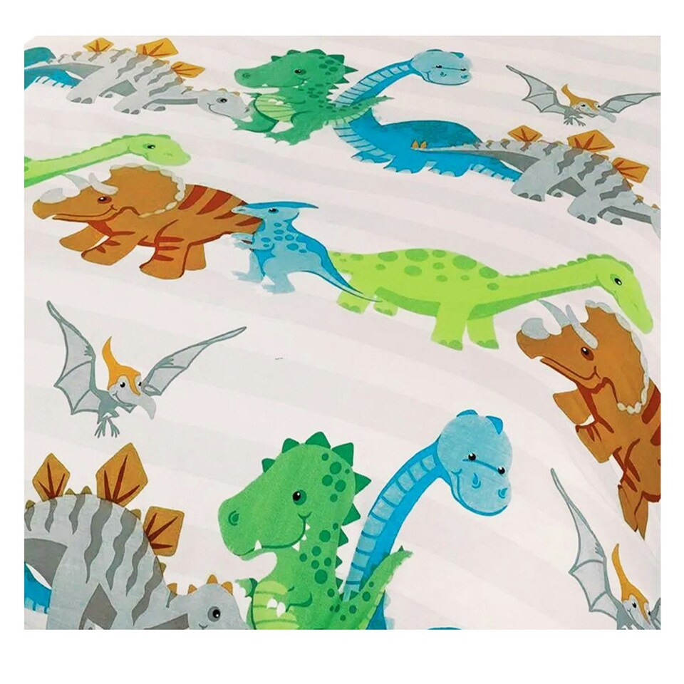 image 1 of Rapport Dinosaur Duvet Cover Set - White/Grey/Green - Junior White | Single