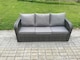 image 3 of Fimous High Back PE Rattan Sofa Set Outdoor Garden Furniture Dining Table Set Love Sofa 3 Seater Sofa Big Footstool