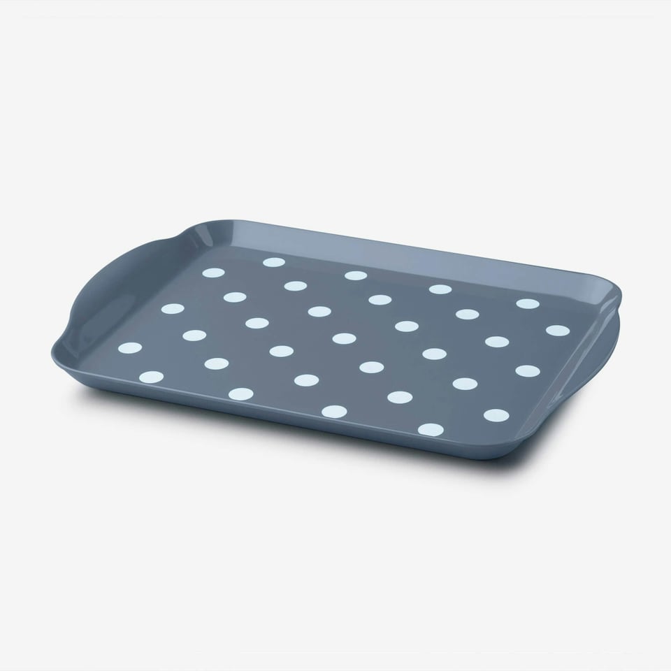 image 1 of Melamine Dotty Tray, Small Blue | Provence Blue