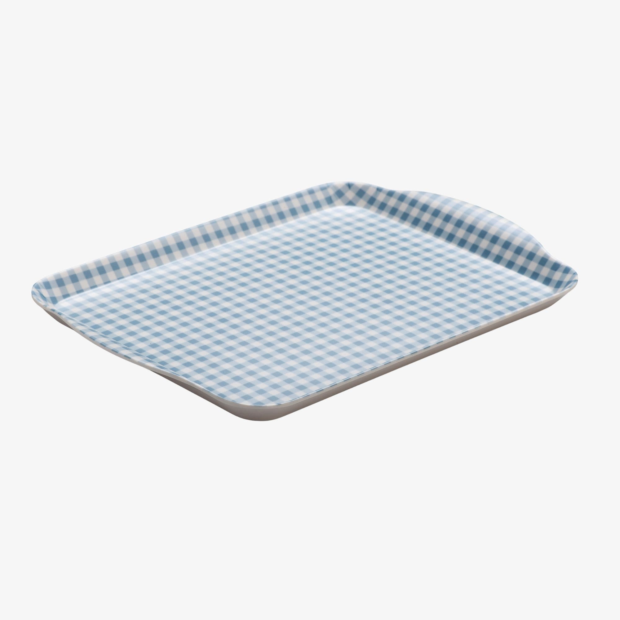 Zeal Melamine Small Serving Tray, Gingham Pattern, 25 x 19cm, Provence Blue