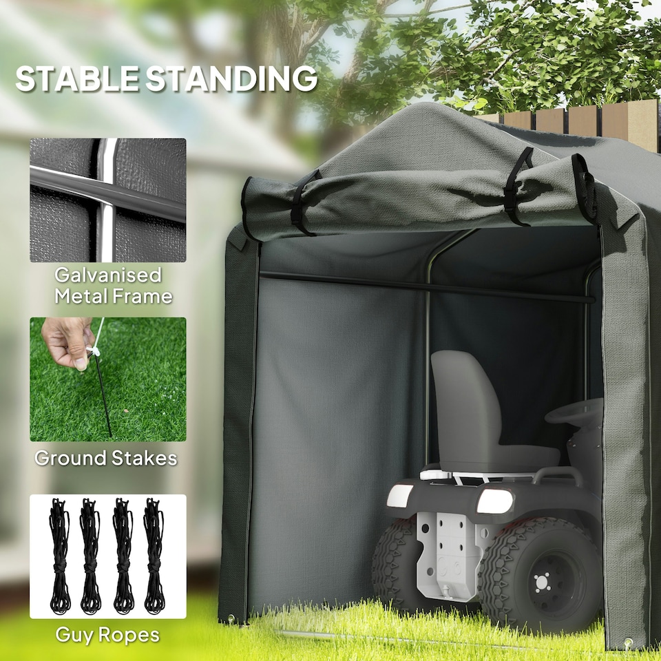 image 1 of Outsunny Garden Tool Storage Shed with Roll-up Zipper Door, Dark Grey Grey
