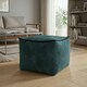image 2 of Luxury Velvet Cube Bean Bag Ottoman Soft Plush Velvet Stool Pouffe | Blue | Teal