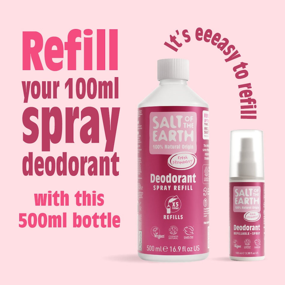 image 1 of Salt of the Earth Deodorant Spray Refill Fresh Strawberry Natural Origin Ingredients Vegan 500ml