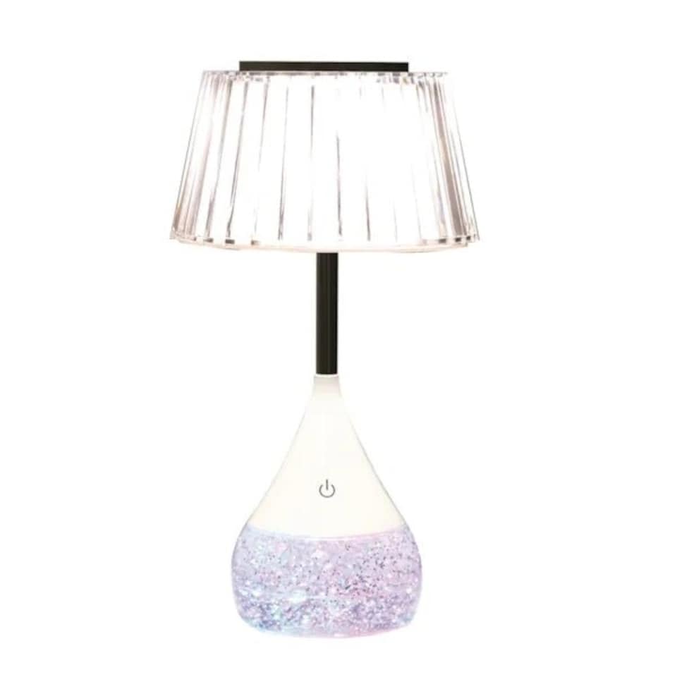image 1 of Aromatize LED Colour Changing Pleated Shade Glitter Lamp | Multi