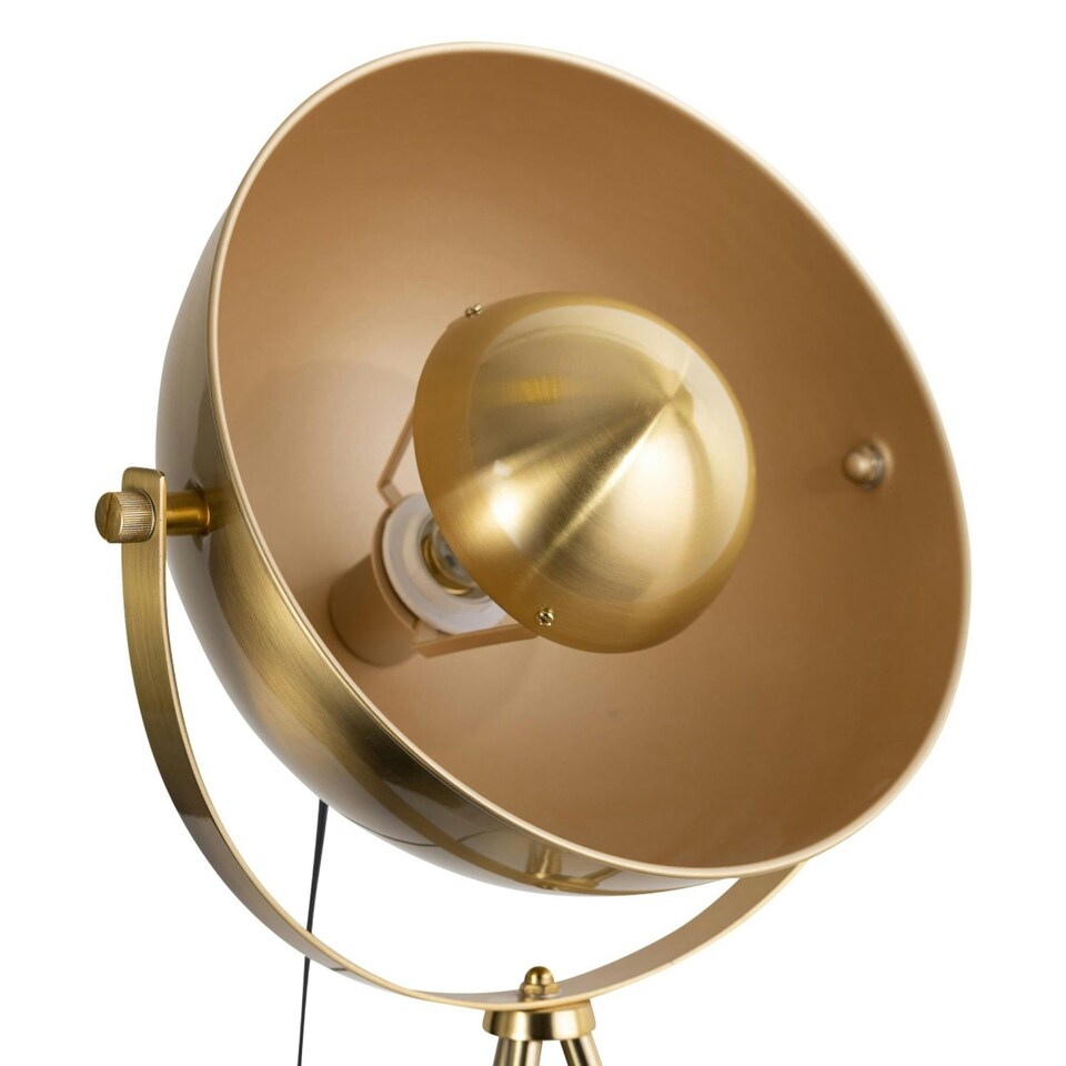 image 1 of First Choice Lighting Pair of Retro Satin Brass Tripod Table Lamps Bronze | Gold