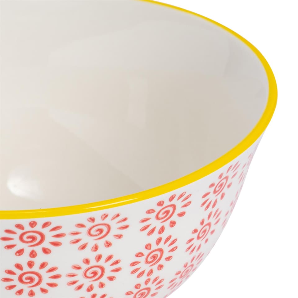 image 1 of Nicola Spring Hand-Printed Cereal Bowls - 16cm - Red - Pack of 6 | Multi | Multi