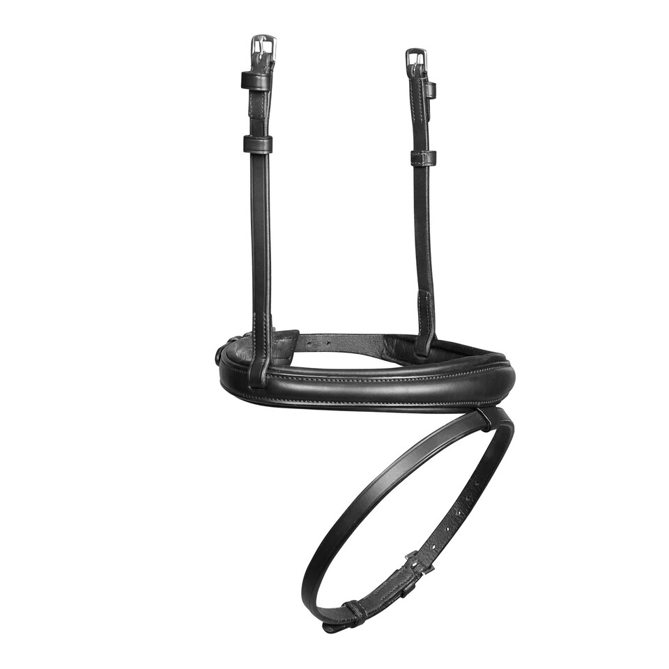 Velociti Lusso Leather Horse Cavesson Noseband | Black | Black | X Full | 1