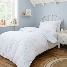 Bianca Mini Star & Stripes Reversible Cotton Duvet Cover Set Blue | Blue | Double