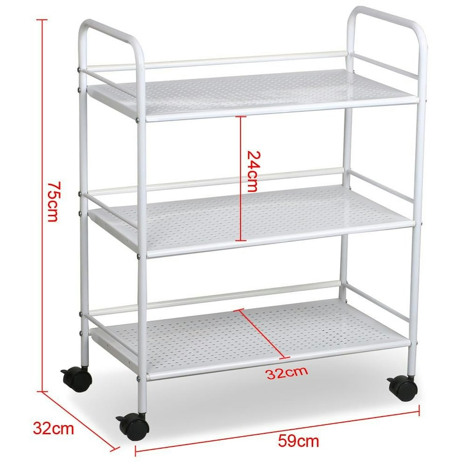 image 1 of Yaheetech 3-Shelf Large Salon Beauty Trolley Cart White