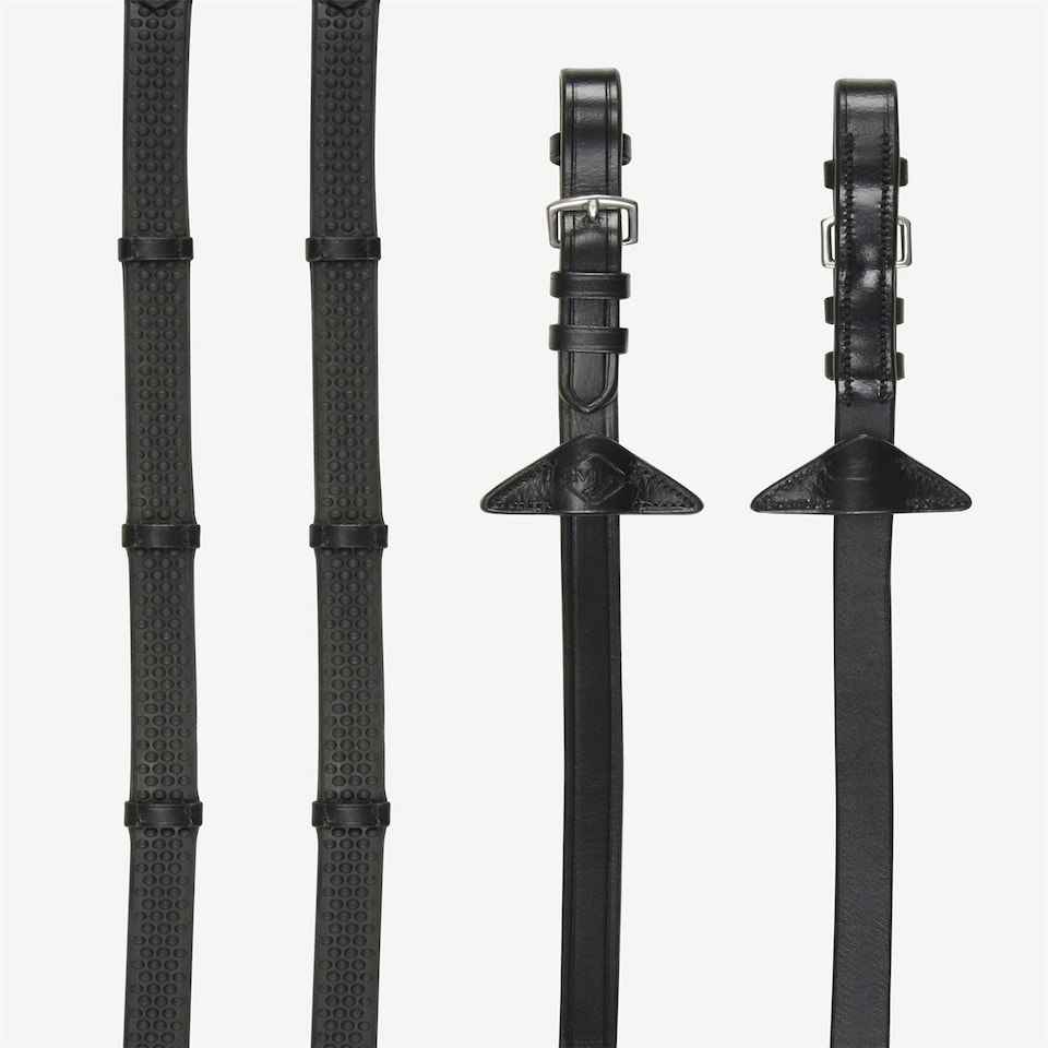 image 1 of LeMieux Soft Rubber Reins with Stoppers Black | Cob