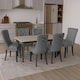 image 3 of Dark Grey Set of Six Studded Velvet Dining Chair with Ring Knocker Detail Grey | Dark Grey